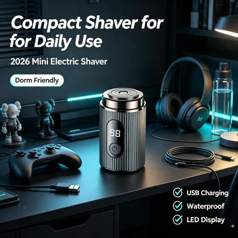 Men'S Grooming Razor Kit - Mini Afeitadora Eléctrica 2026, Portátil, Recargable,